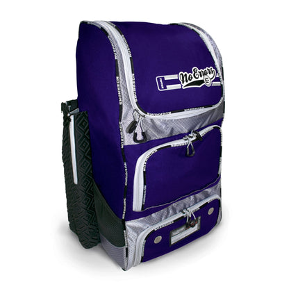 Purple baseball and softball bags backpack with extra-strong seams and advanced construction for maximum durability